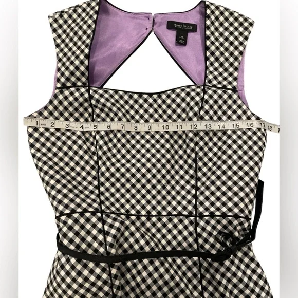 White House Black Market Sleeveless Black/White Gingham Sheath Dress Size 8 - Picture 11 of 12